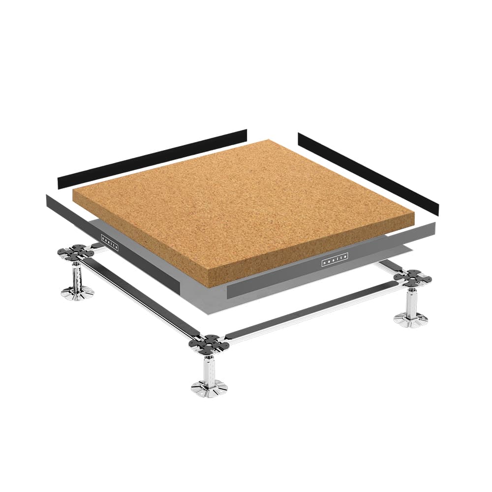 Chipboard raised floor panel with finish layer